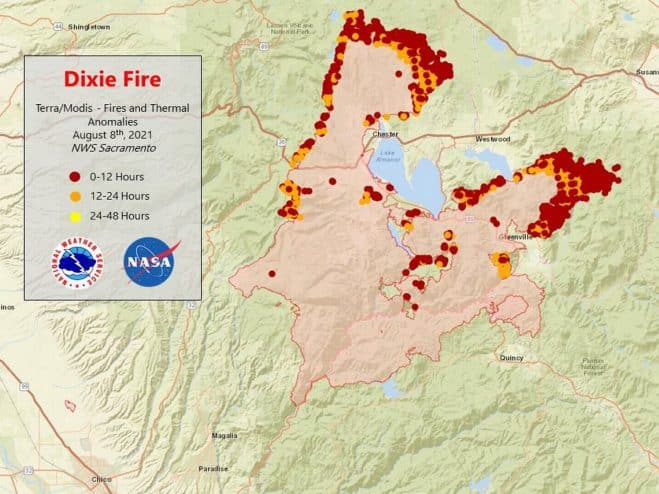 The DIxie fire approaches Chester.